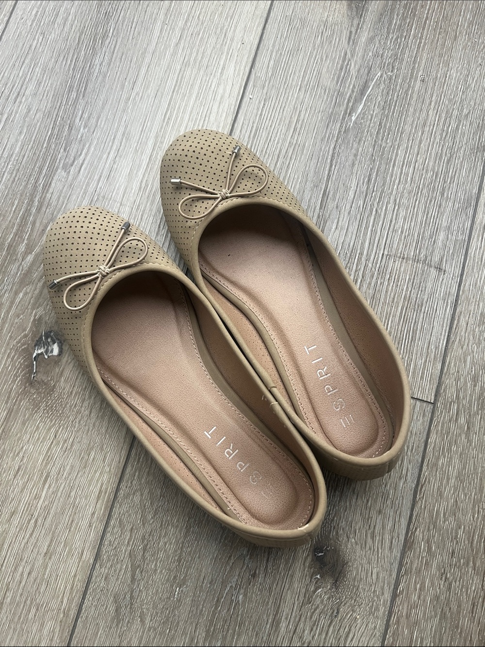 Women’s Esprit Beige Perforated Bow Ballet Flats